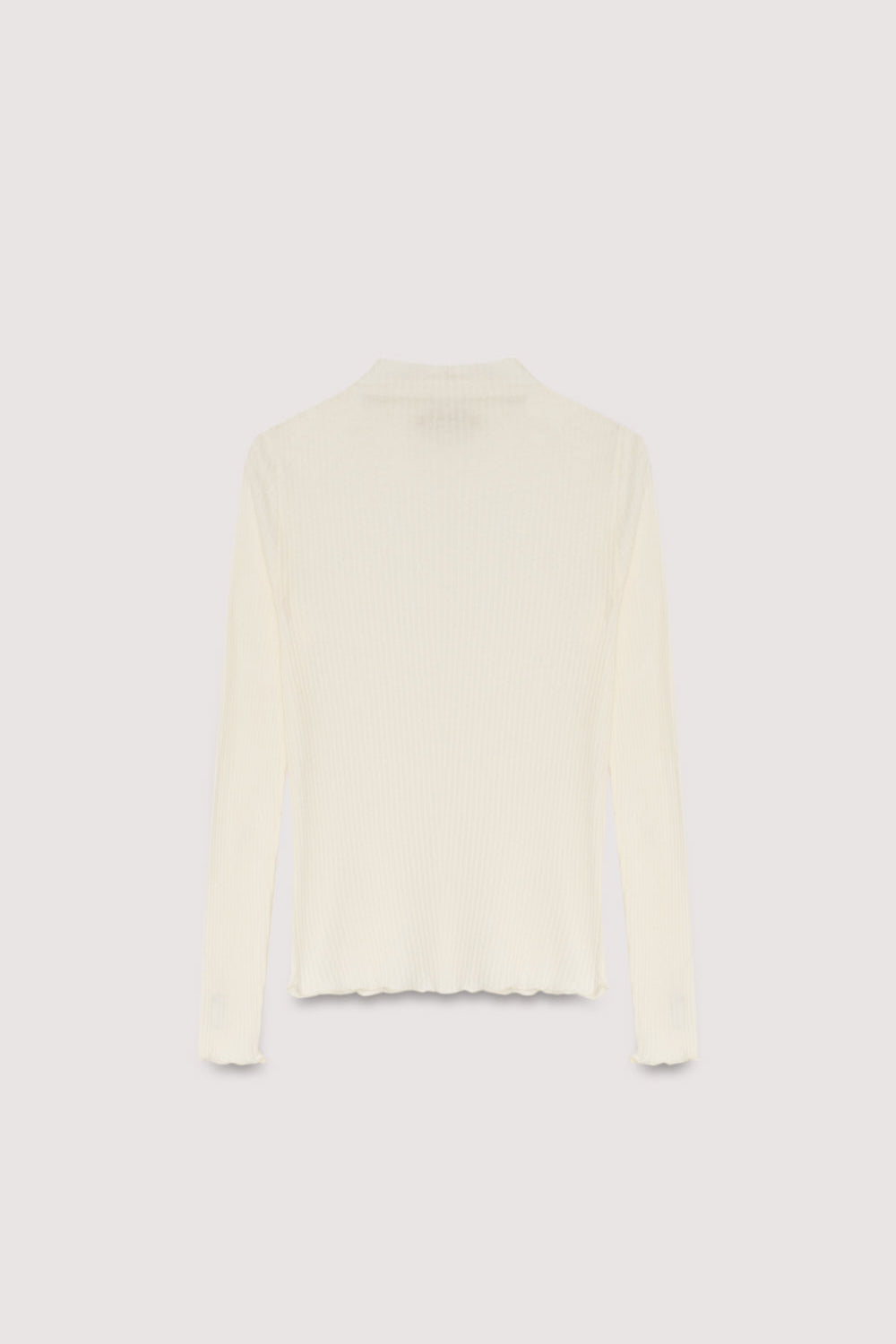 Slim ribbed cotton t-shirt with a high neck.