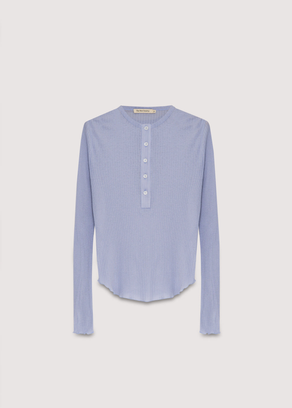 Slim ribbed cotton t-shirt with a ribbed collar and placket, featuring tone-on-tone buttons.