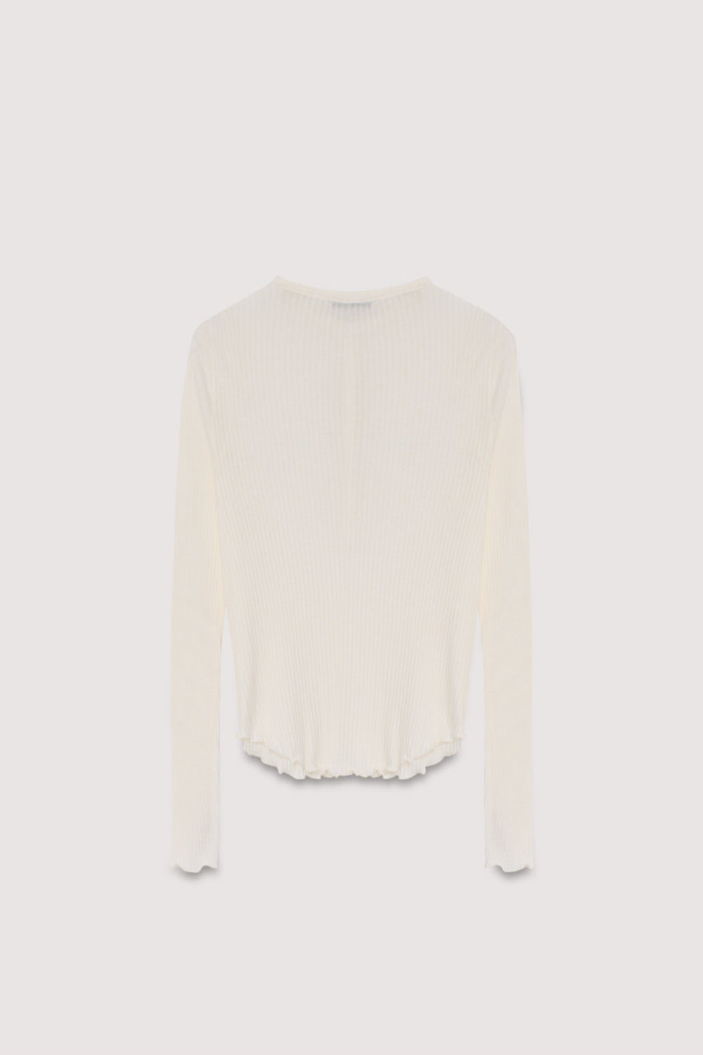 Slim cropped ribbed cotton T-shirt with ribbed collar and placket and tone-on-tone buttons.