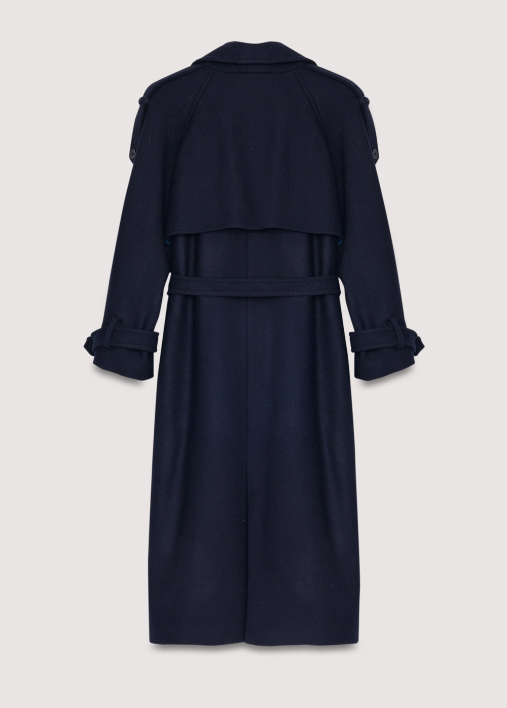 One of our best-selling coats, now in a new version made from high-quality wool. It's a long, double-breasted coat with a matching fabric belt.