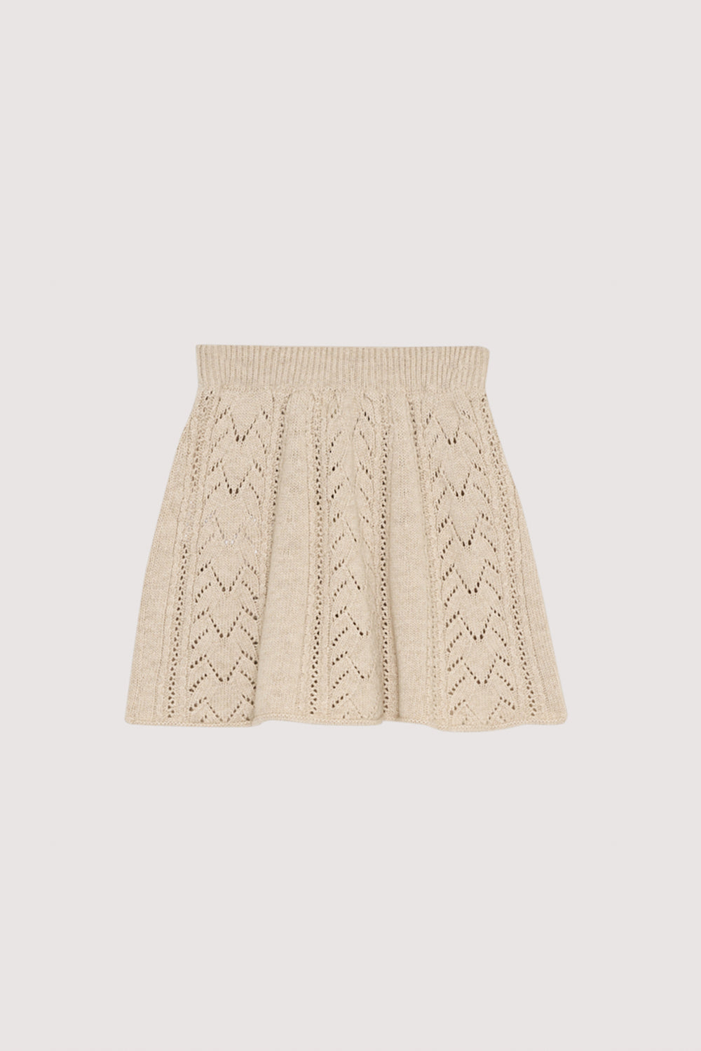This Moonlight White skirt is crafted from a luxurious blend of recycled cashmere and wool, offering a soft, elevated feel.