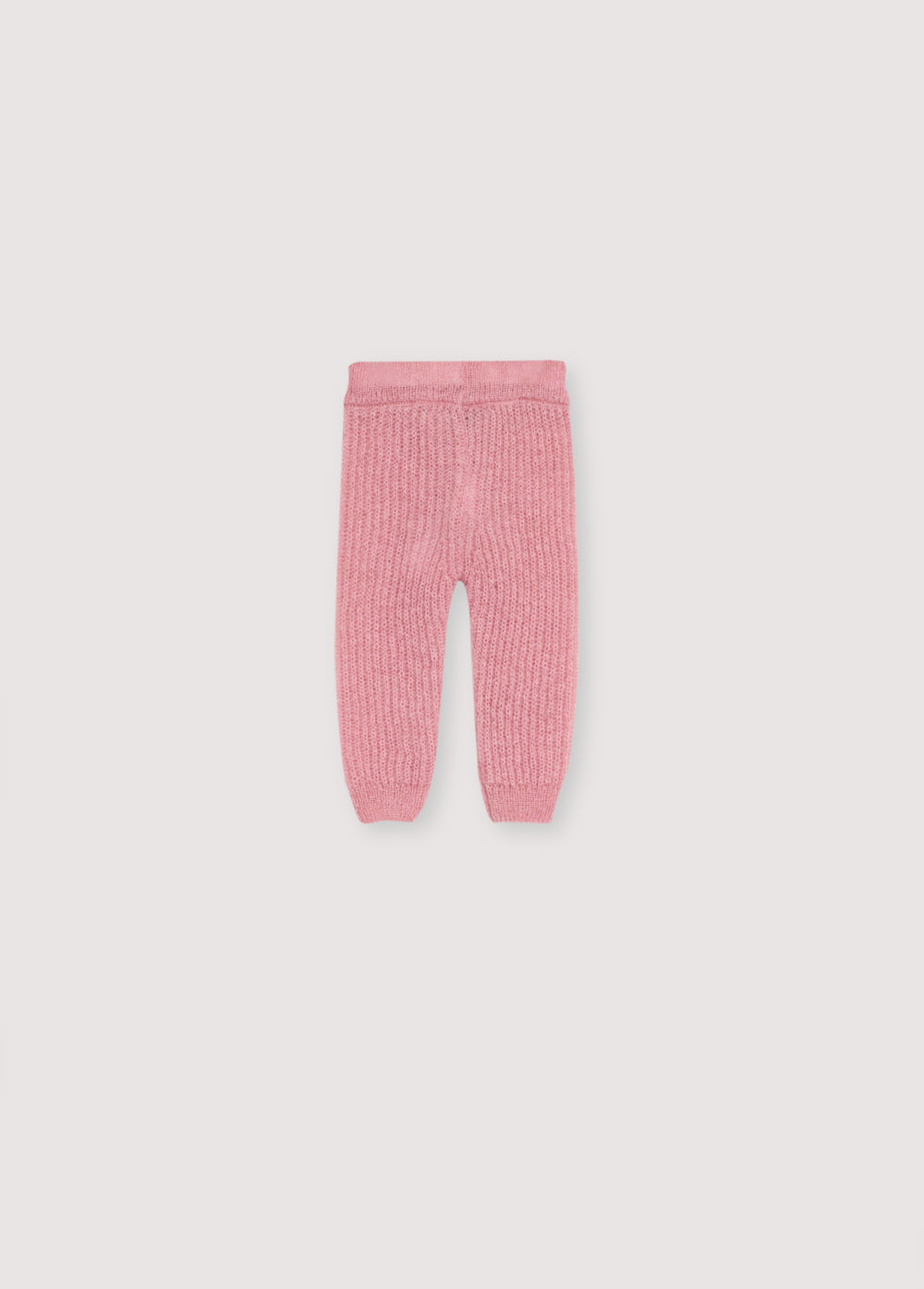 Fine rib knit mohair leggings with an adjustable waistband and cord. It pairs perfectly with the matching cardigan to create a complete look.