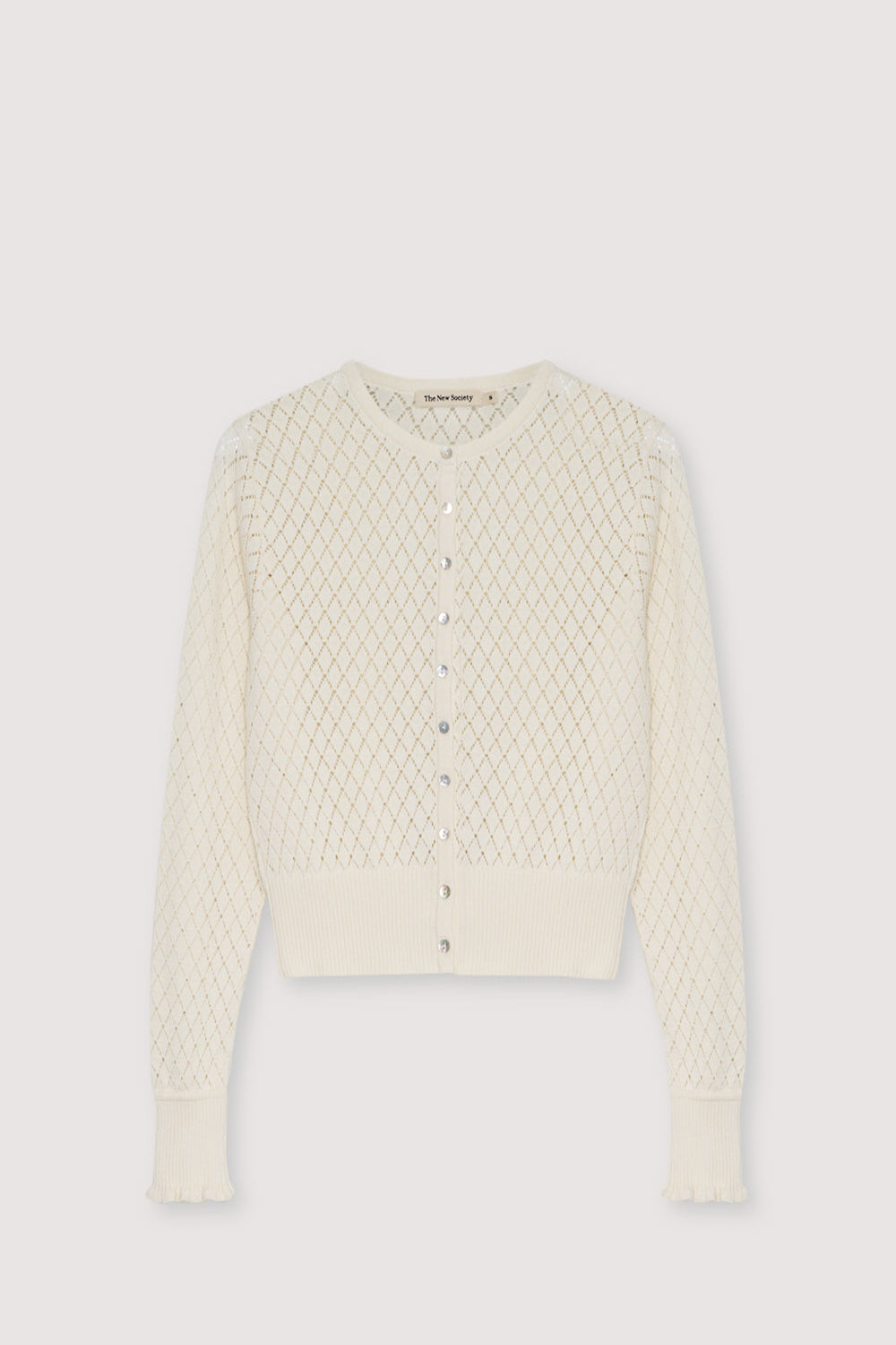 Cardigan tricoté 100 % coton avec un motif de point délicat et magnifique.