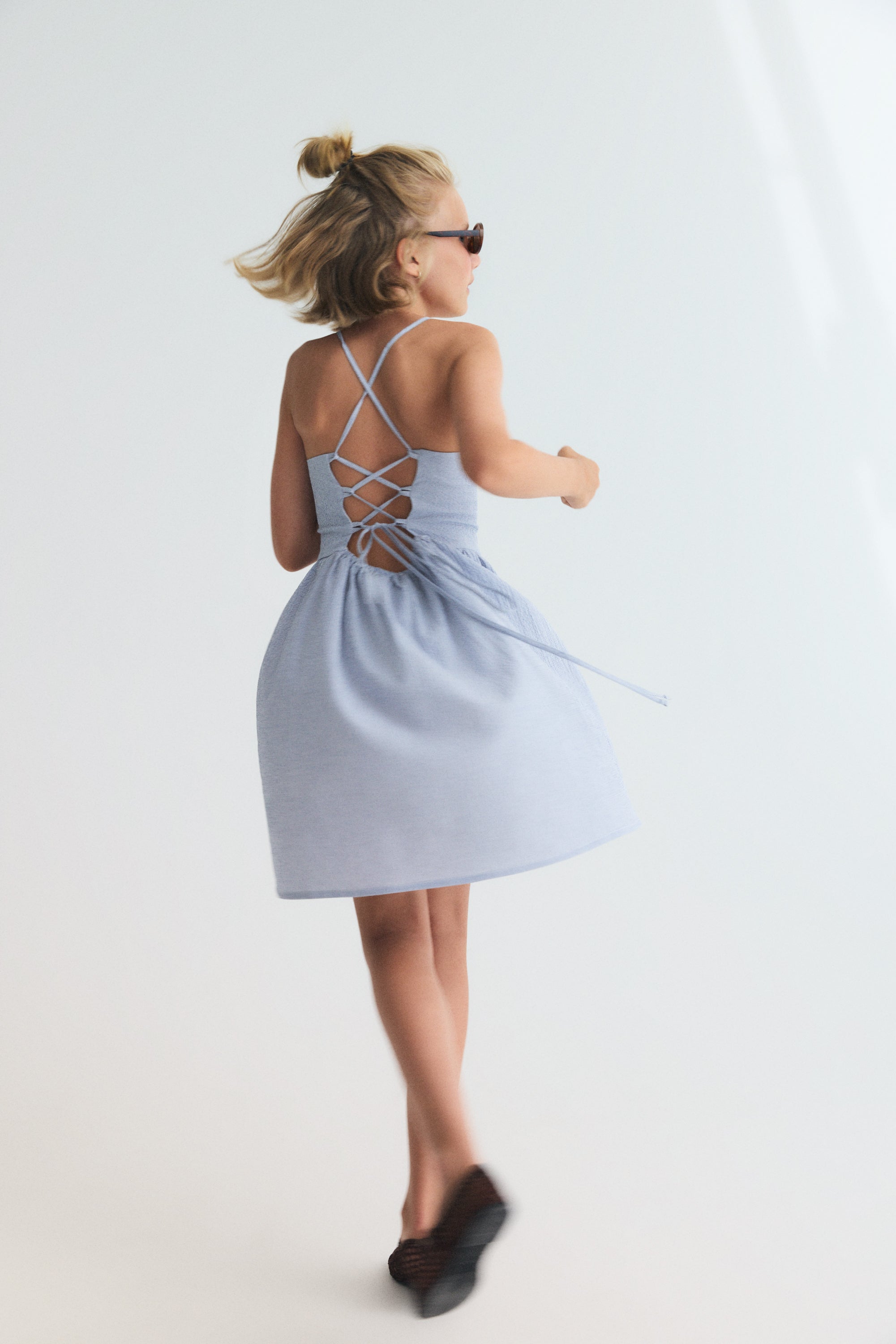 Cloe Teen Dress Summer Midnight Pinstripes