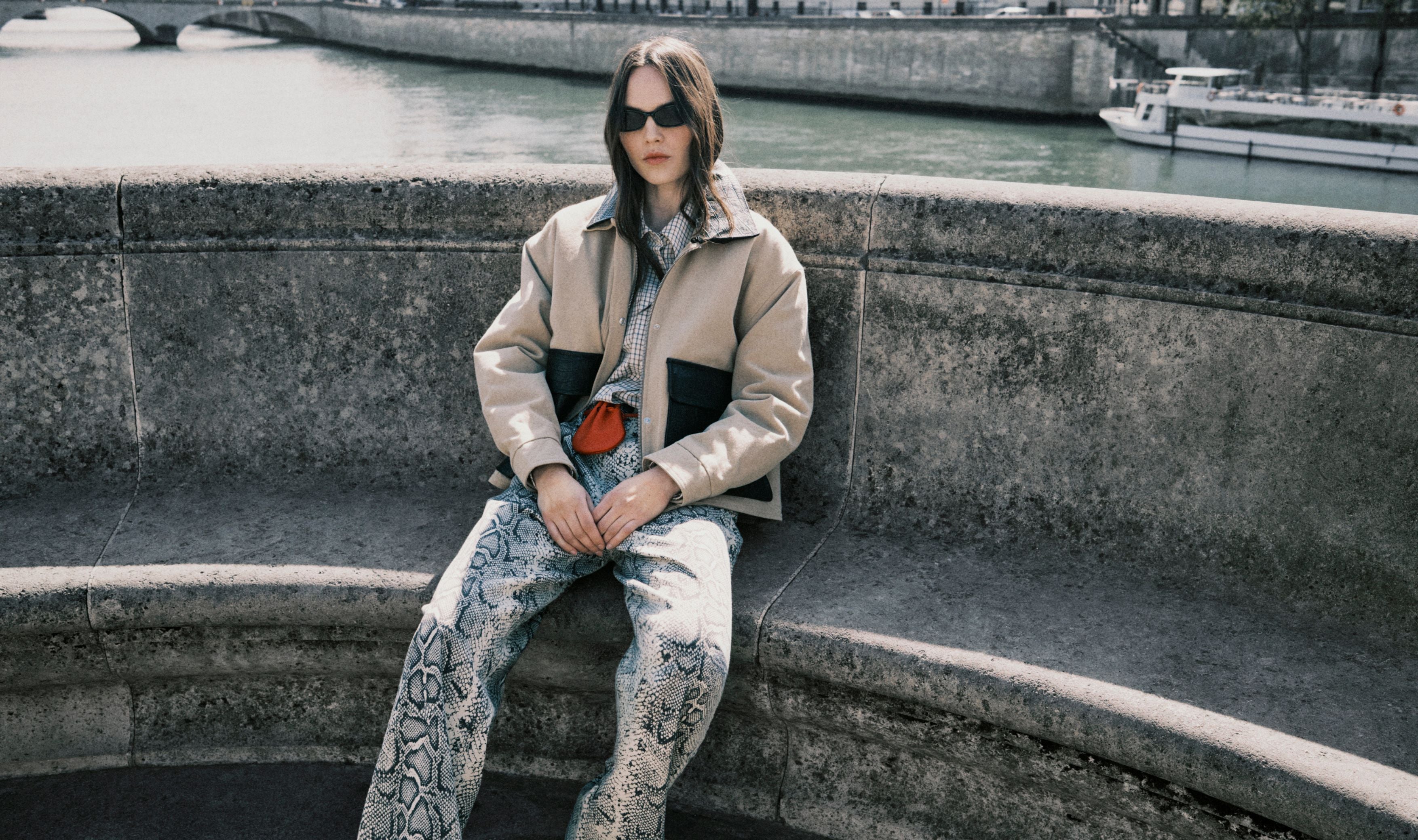 The Flint Woman Jacket is crafted from 100% cotton, offering a structured yet comfortable feel for everyday wear.
