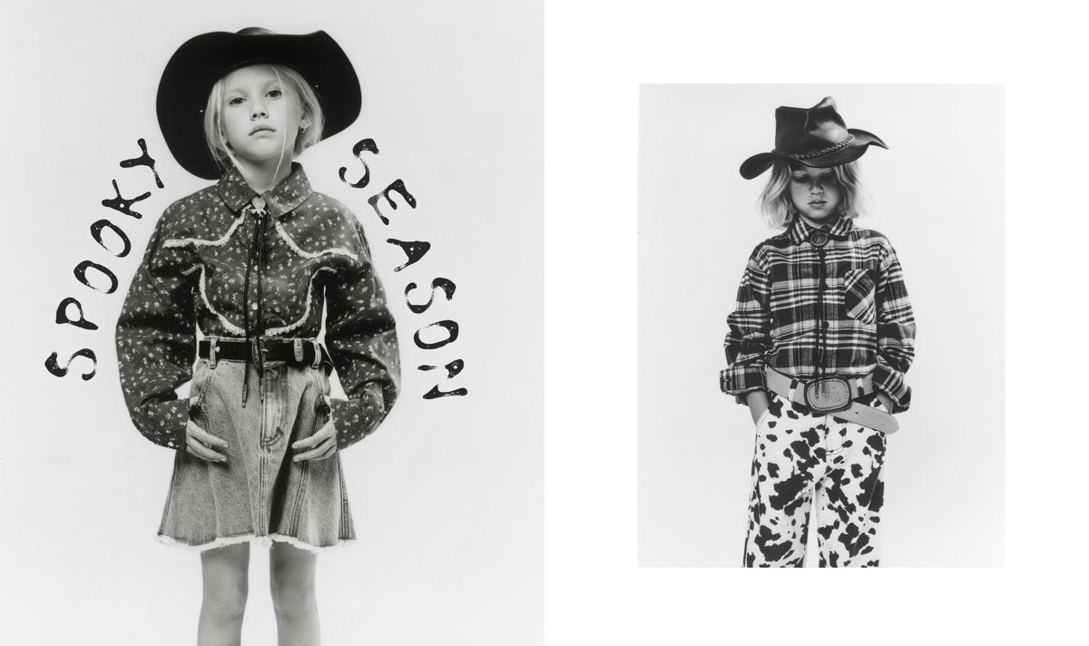 kids campaign about halloween with clothes from the new society collection w26