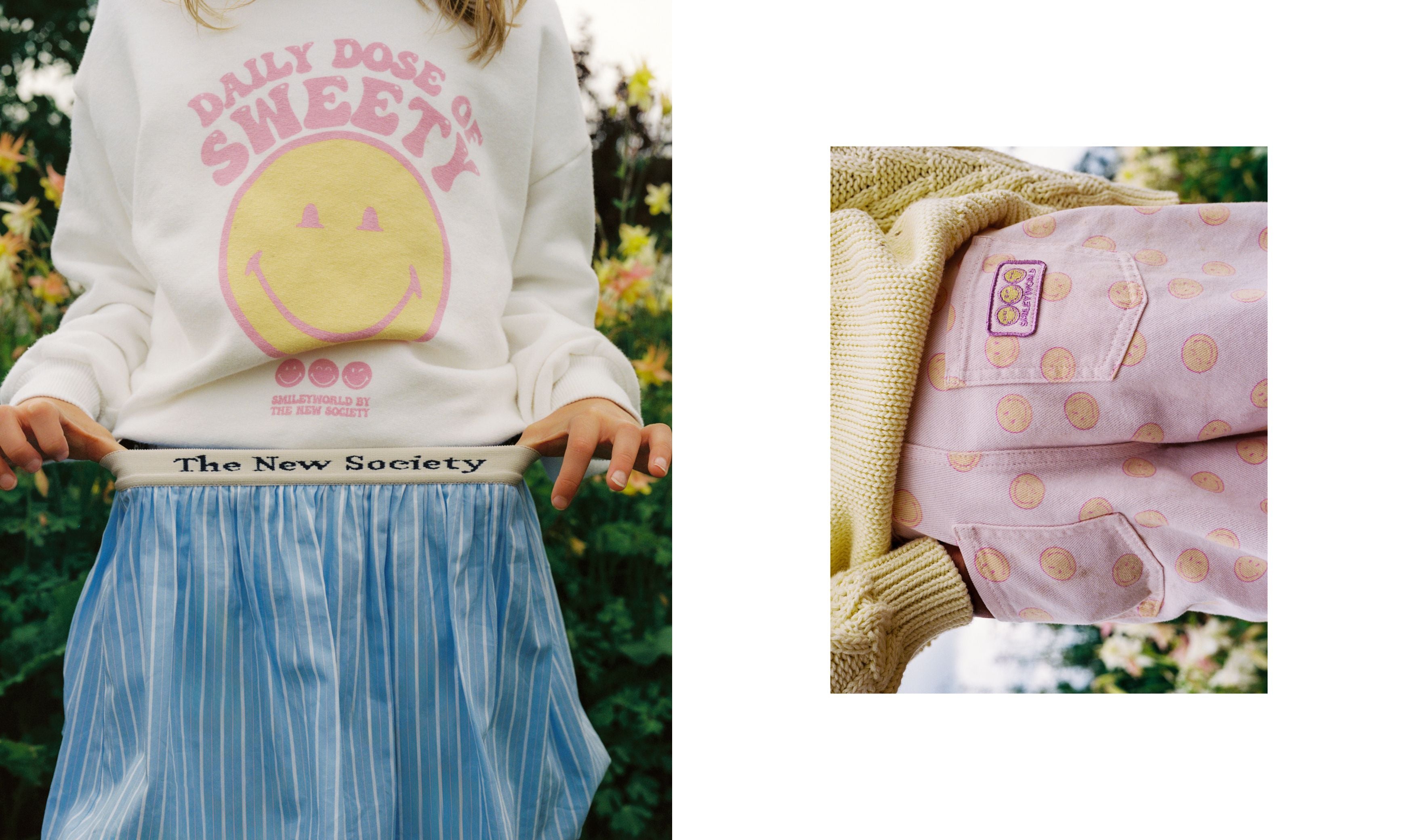 Bring fun and comfort to your child’s wardrobe with this white sweatshirt from ‘The New Society’ x SmileyWorld collaboration.