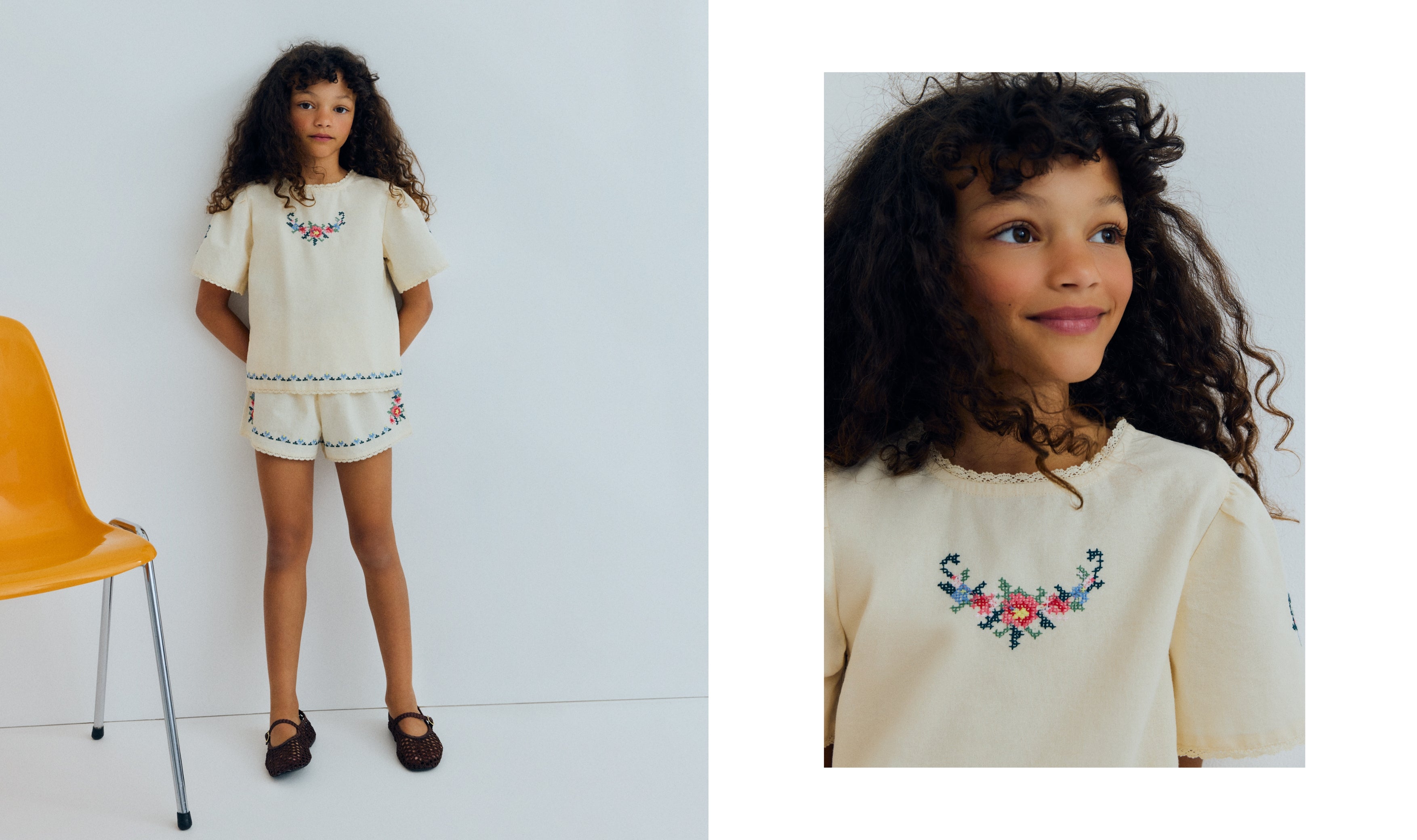 Nacise Blouse. Blouse in soft cotton featuring beautiful fine embroidery details on the front and sleeves, adding a delicate and refined touch.