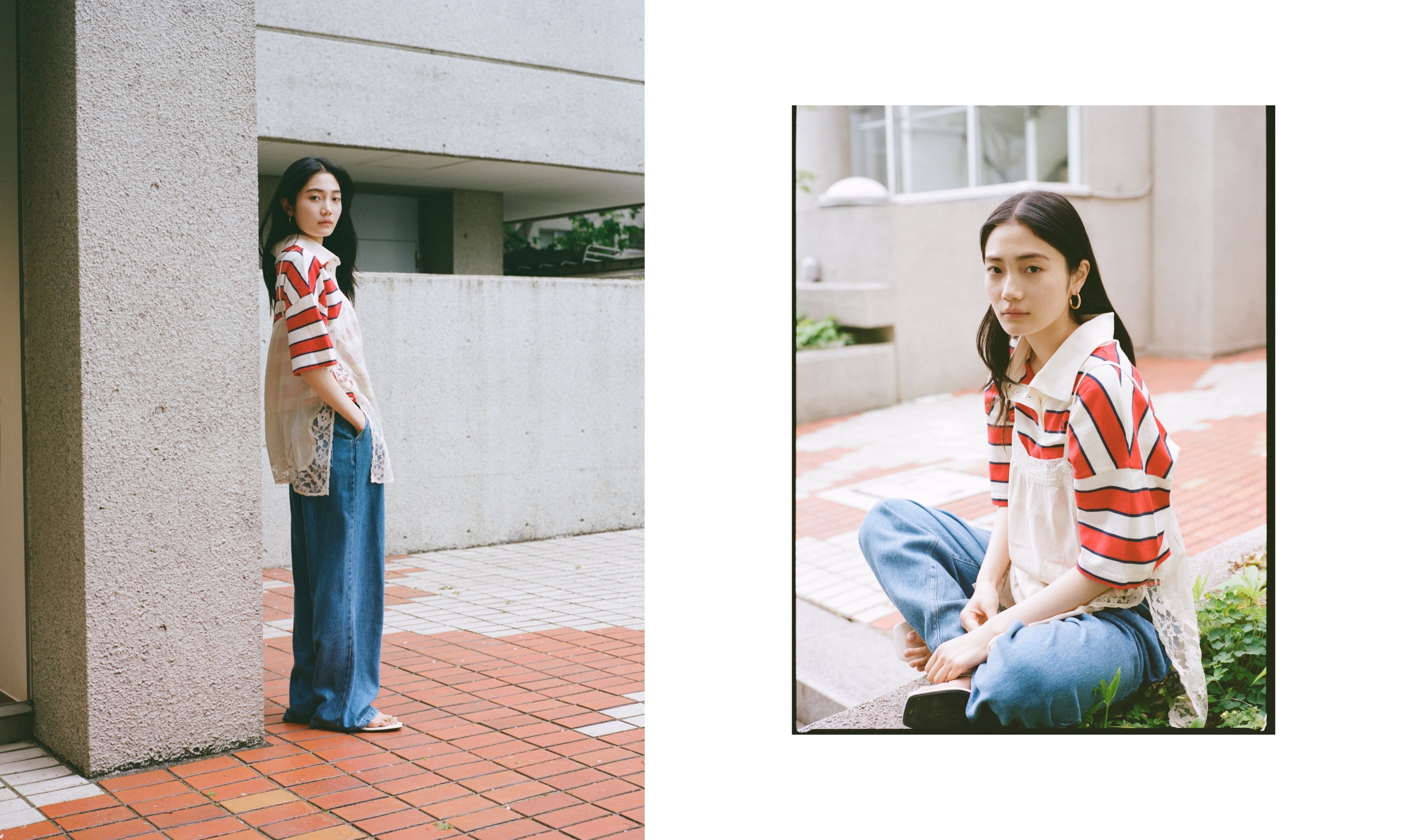 Cropped polo crafted in soft piqué fabric, featuring contrasting stripes and a structured twill collar.