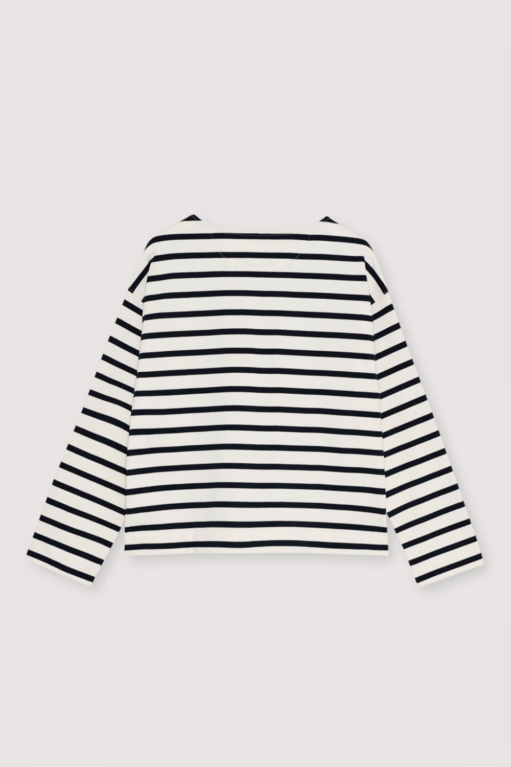 Bicolor striped long-sleeve t-shirt with contrasting embroidery detail on the chest