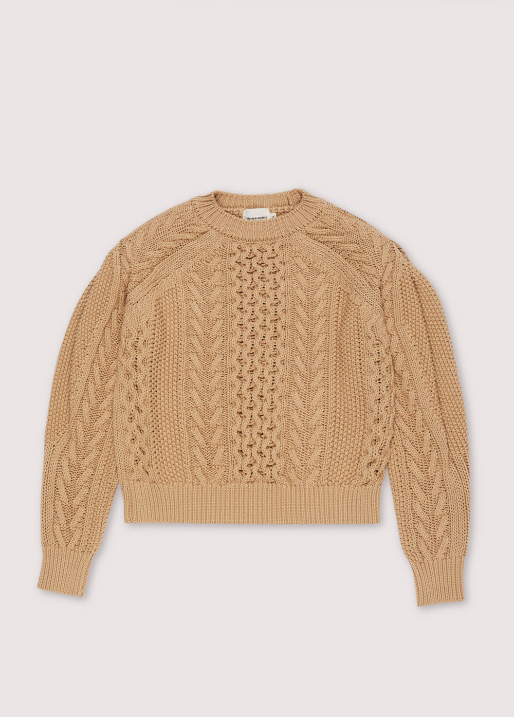 Russel Woman Cable Sleeve Jumper Desert Sand
