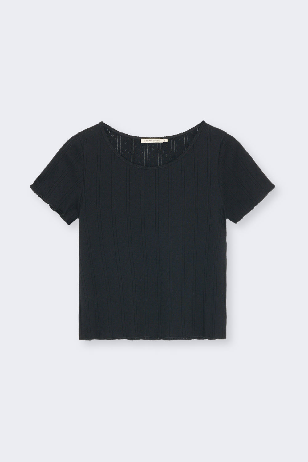 Tee in fine, soft jersey with a beautiful openwork design. Features a round neckline with a delicate finish. 