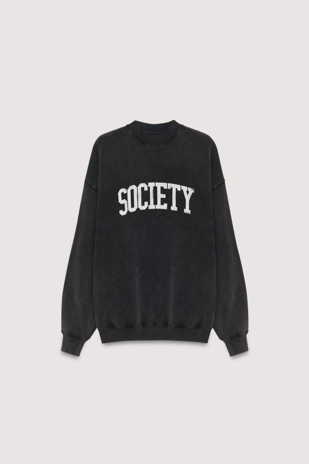Oversized washed grey sweatshirt with a contrasting SOCIETY print on the front. Brushed on the inside and outside.