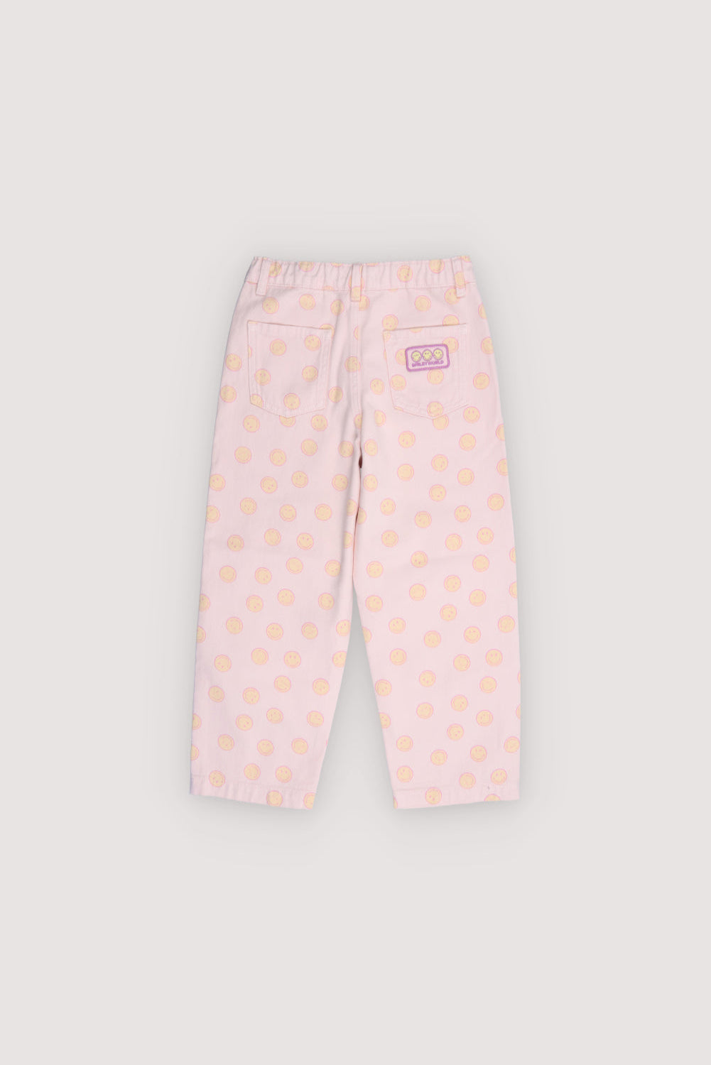 Denim pants in BCI cotton featuring a playful SmileyWorld® print and an adjustable waistband with front elastic.