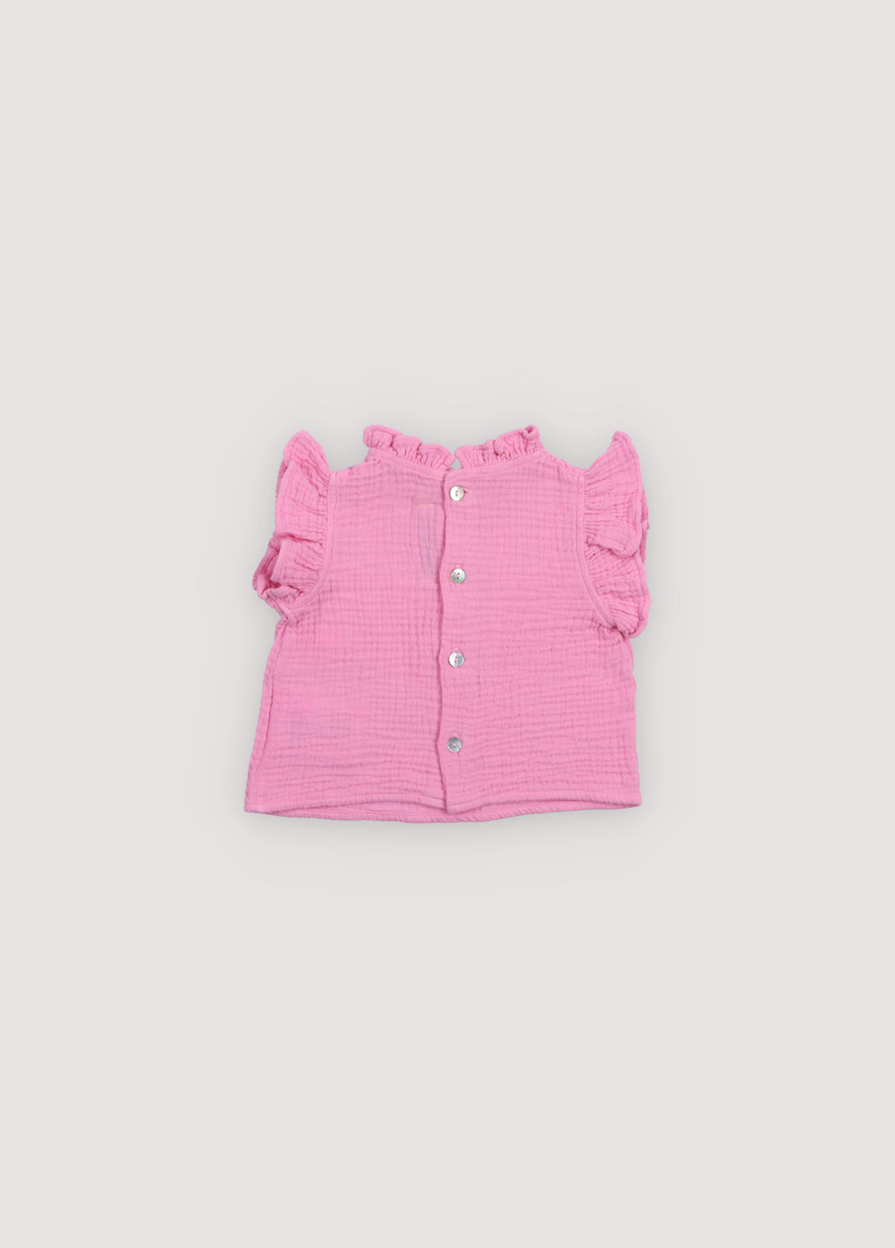 Spyros Baby Blouse in 100% cotton muslin fabric in our hibiscus color. TNS Kids embroidery to match. Spring Summer Collection. The New Society. 