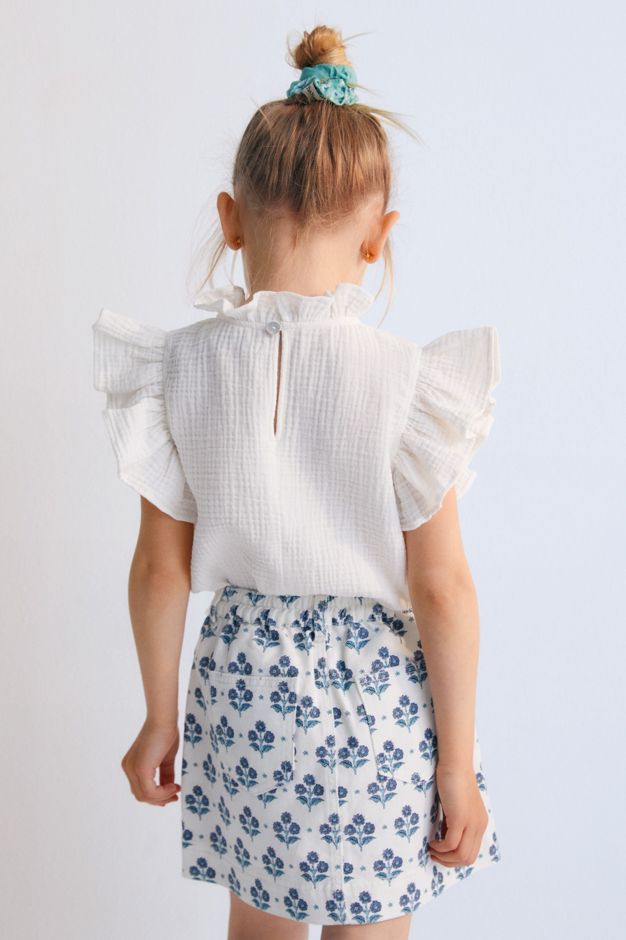 Spyros Blouse in 100% cotton muslin fabric in our coconut color. TNS Kids embroidery to match. Spring Summer Collection. The New Society. 