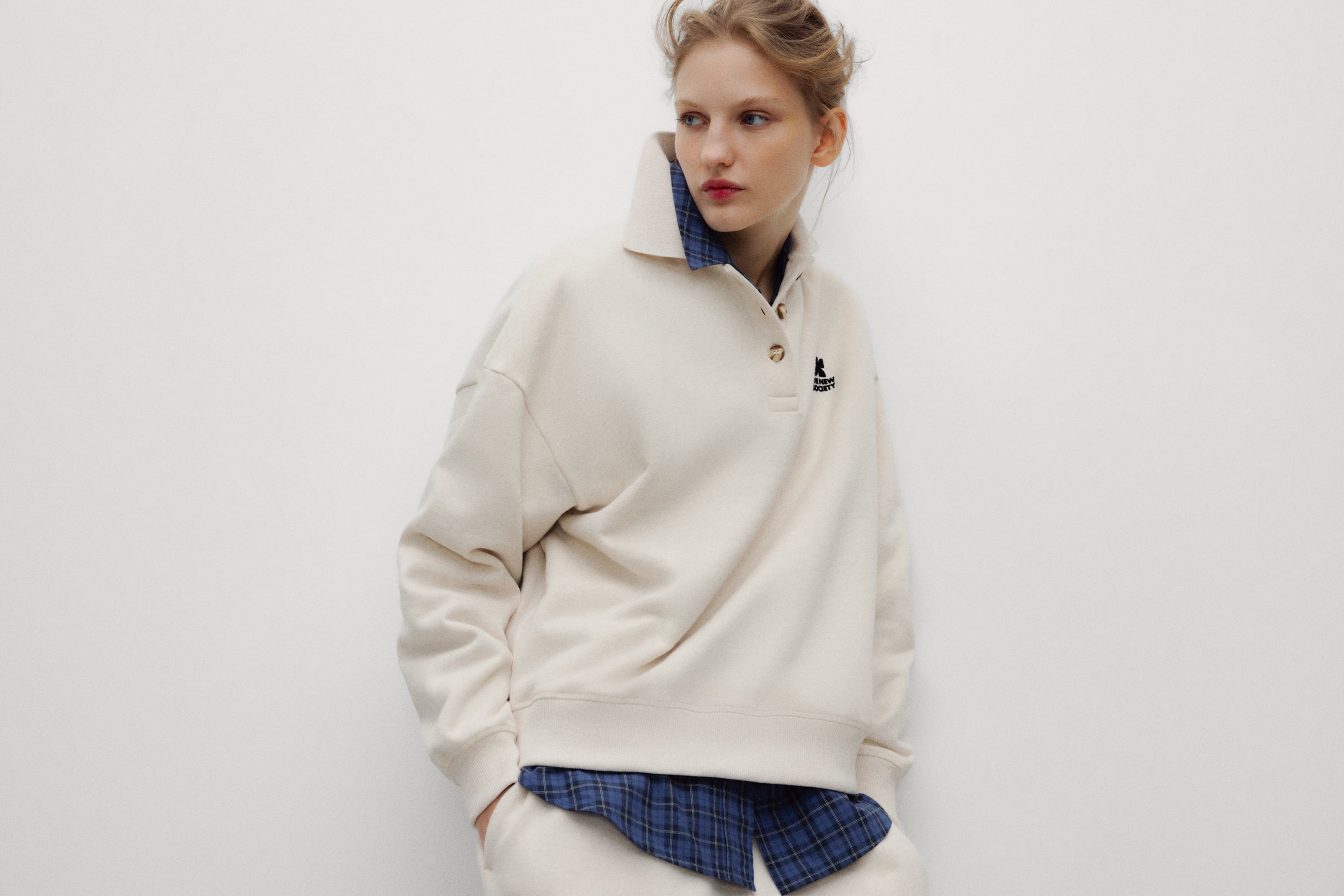 TNS Logo Woman Polo Whisper White Melange