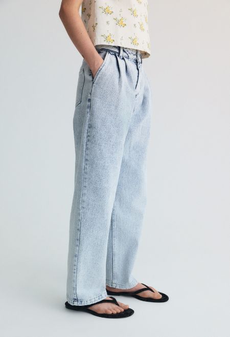 Teen denim trousers crafted from bleach-washed cotton using our signature pinched denim pattern.