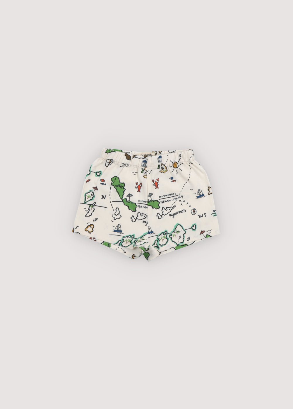 Bermuda bébé Arkoi en 100% coton avec notre imprimé carte et taille élastique. Collection Printemps Été. The New Society.