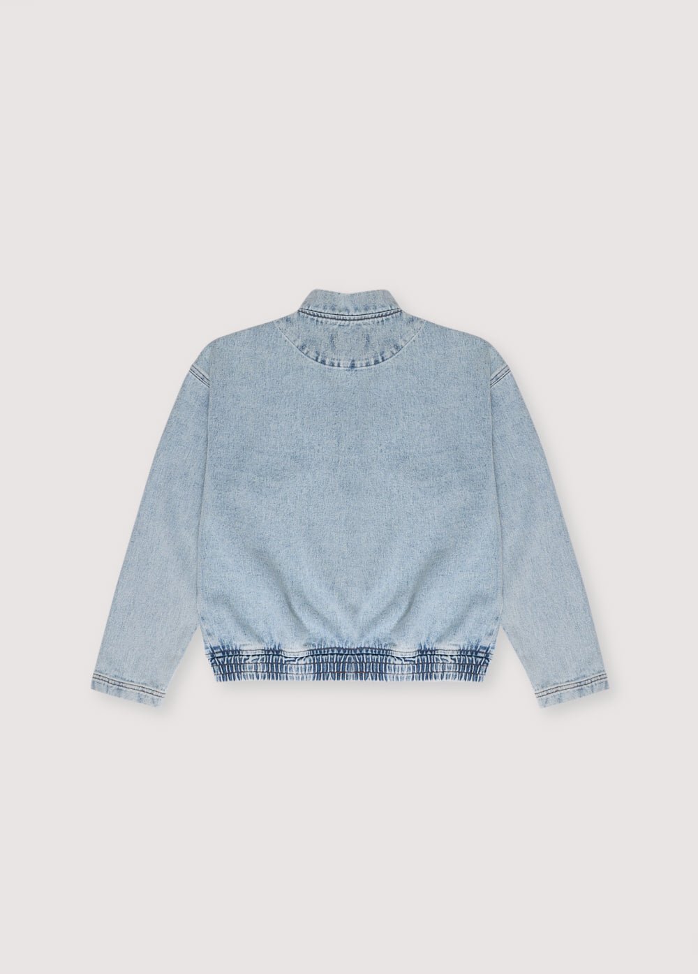 Chios Teen Bomber, our bestseller. Jacket in denim fabric 100% cotton, with front pockets and a central zipper. Spring Summer Collection. The New Society.