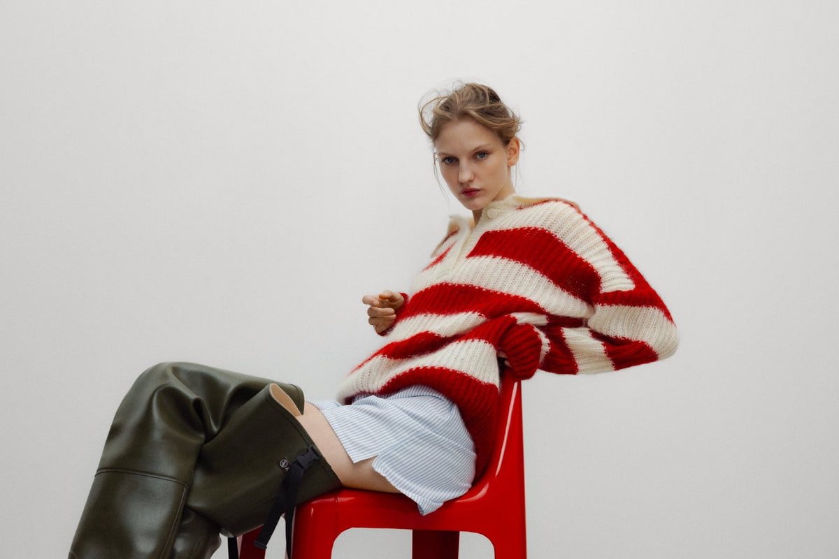Ellie Woman Polo Chinese Red StripeJumper