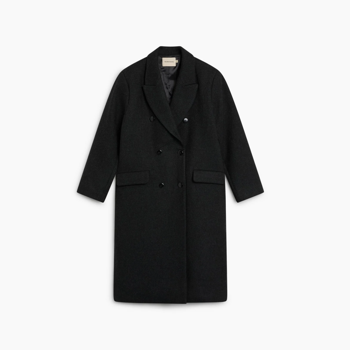 A dark brown trench coat shown from the back, featuring a central back seam and a matching waist belt, displayed on a light gray background.