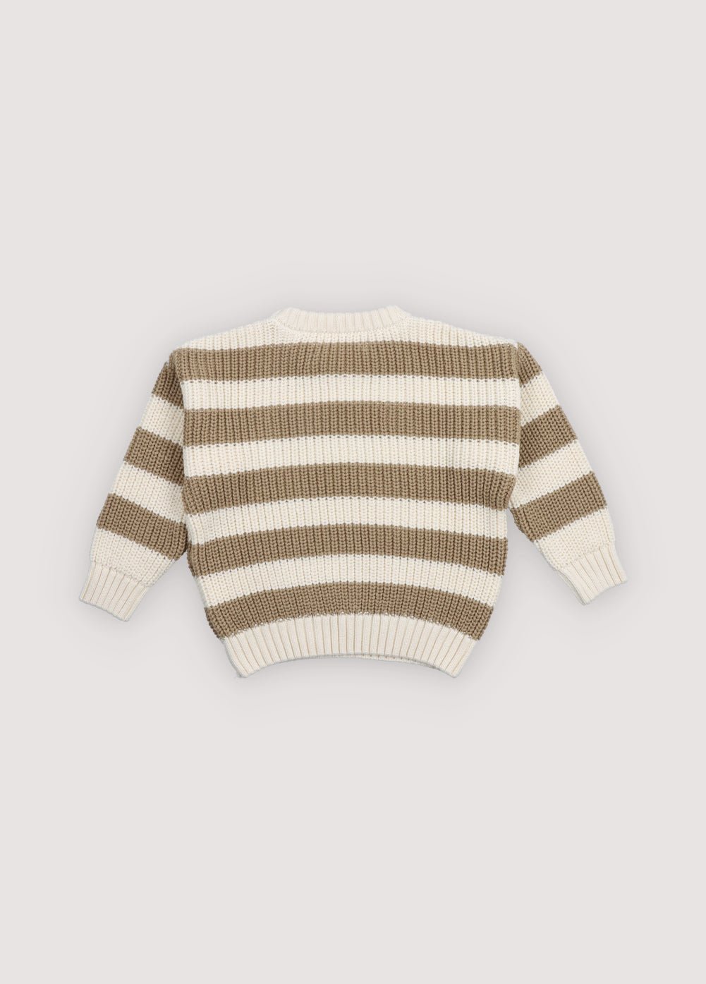 Classic rib knit sweater featuring&nbsp;two tone stripes and a branded embroidery on the ribbed hem.