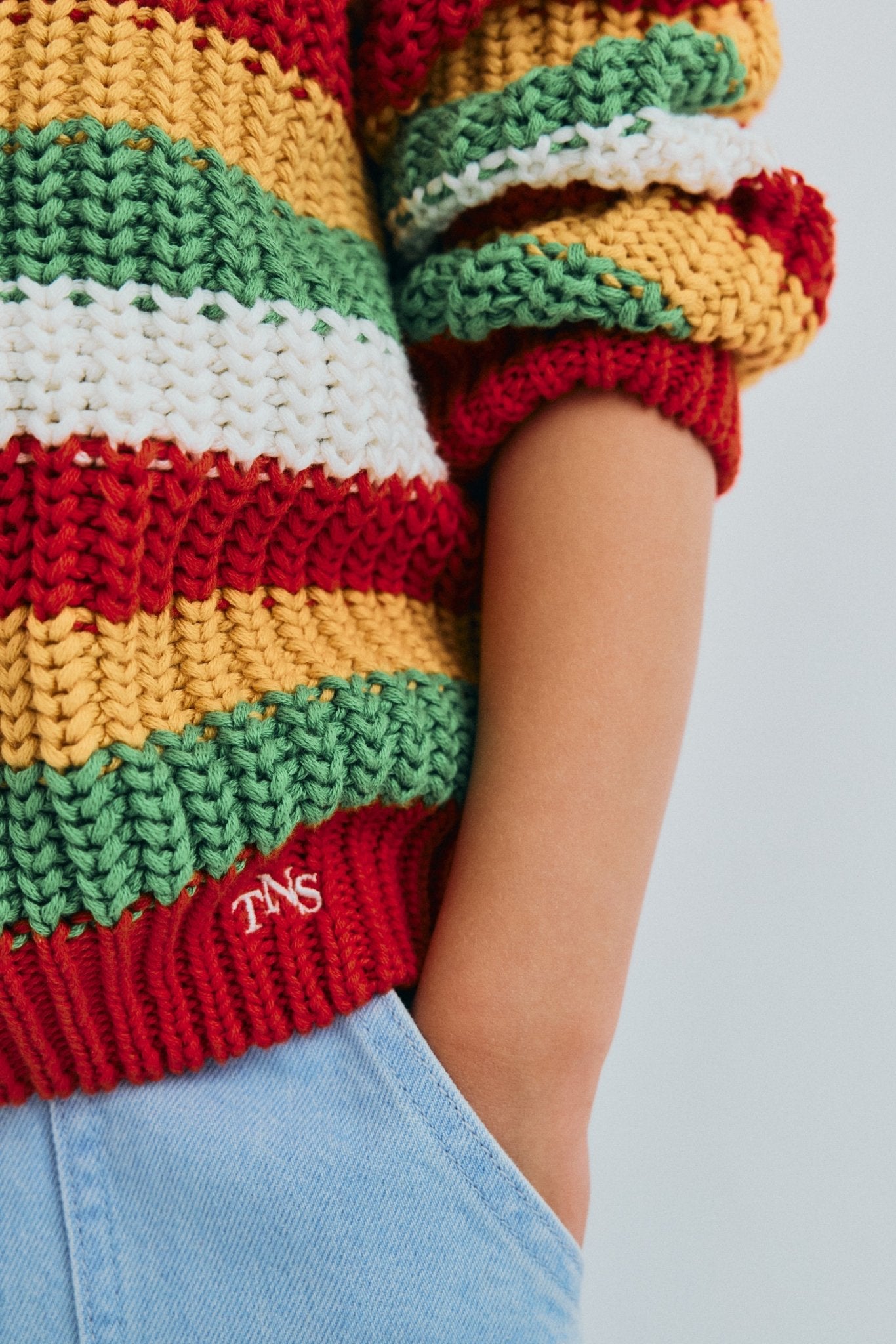 Lantana Jumper Tulip Red Knit Stripes