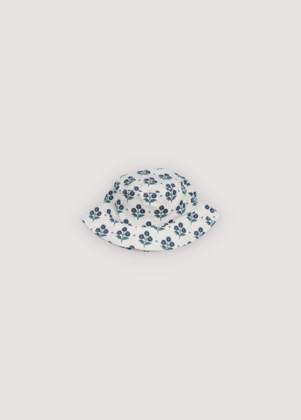 Denim bucket hat with a lovely stamp print. Spring Summer Collection. The New Society.