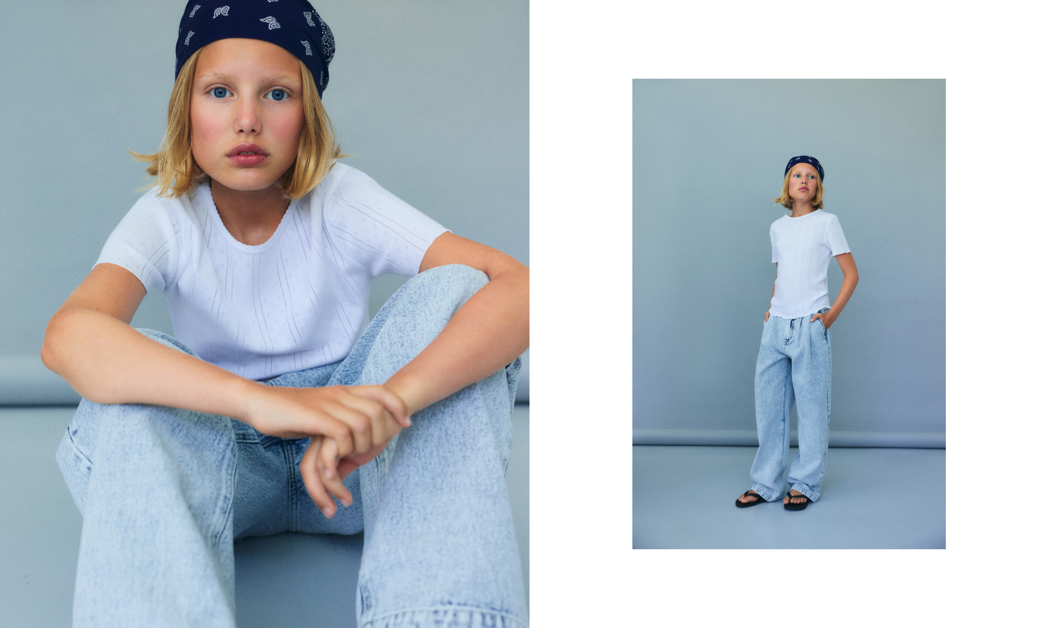 Teen clothing piece in organic cotton with relaxed fit, clean lines, and contemporary minimalist style