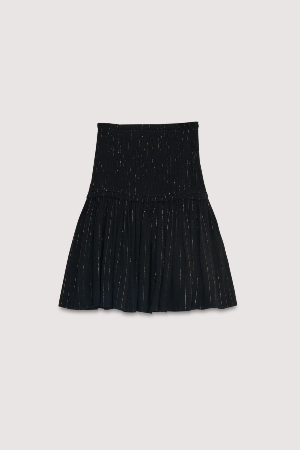Jupe courte en viscose noire douce avec un subtil reflet lurex pour une touche de brillance. Conçu dans l'Eclipse Noir