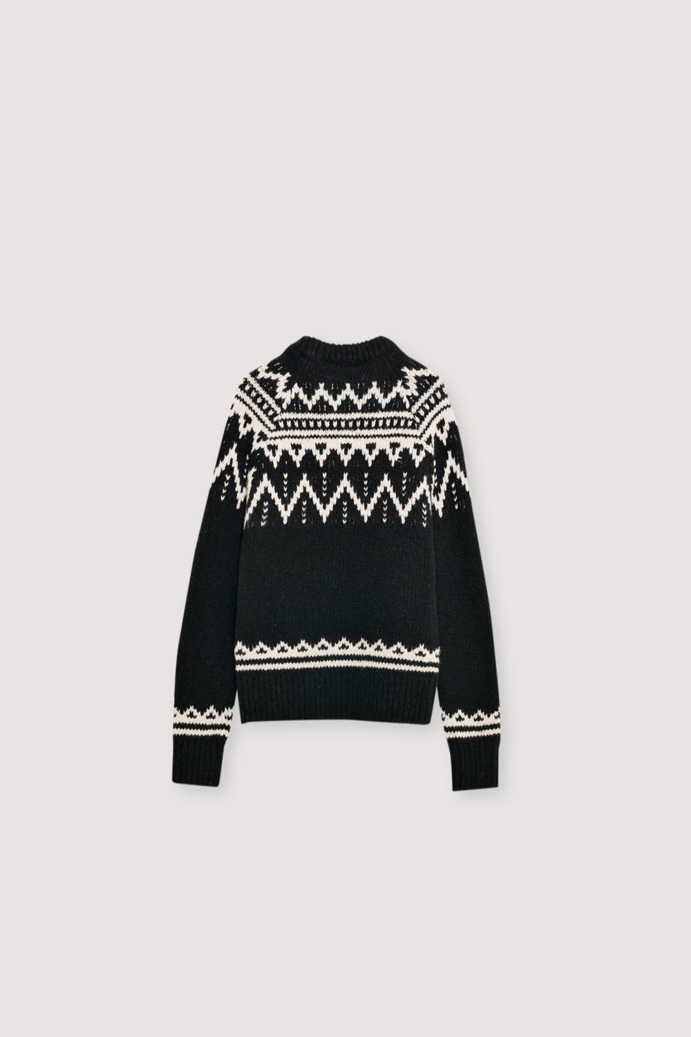 Pull en laine avec un joli détail contrasté en jacquard sur le devant, le dos et les manches.