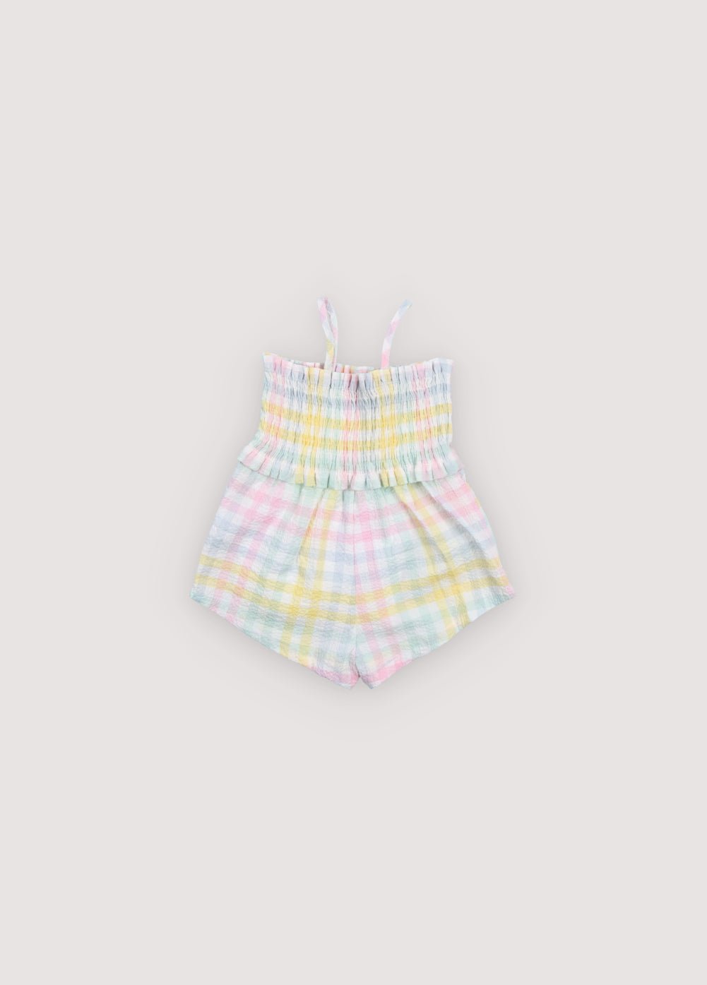 Babyoverall aus Baumwoll-Seersucker-Stoff mit bezauberndem, farbenfrohem Karomuster.