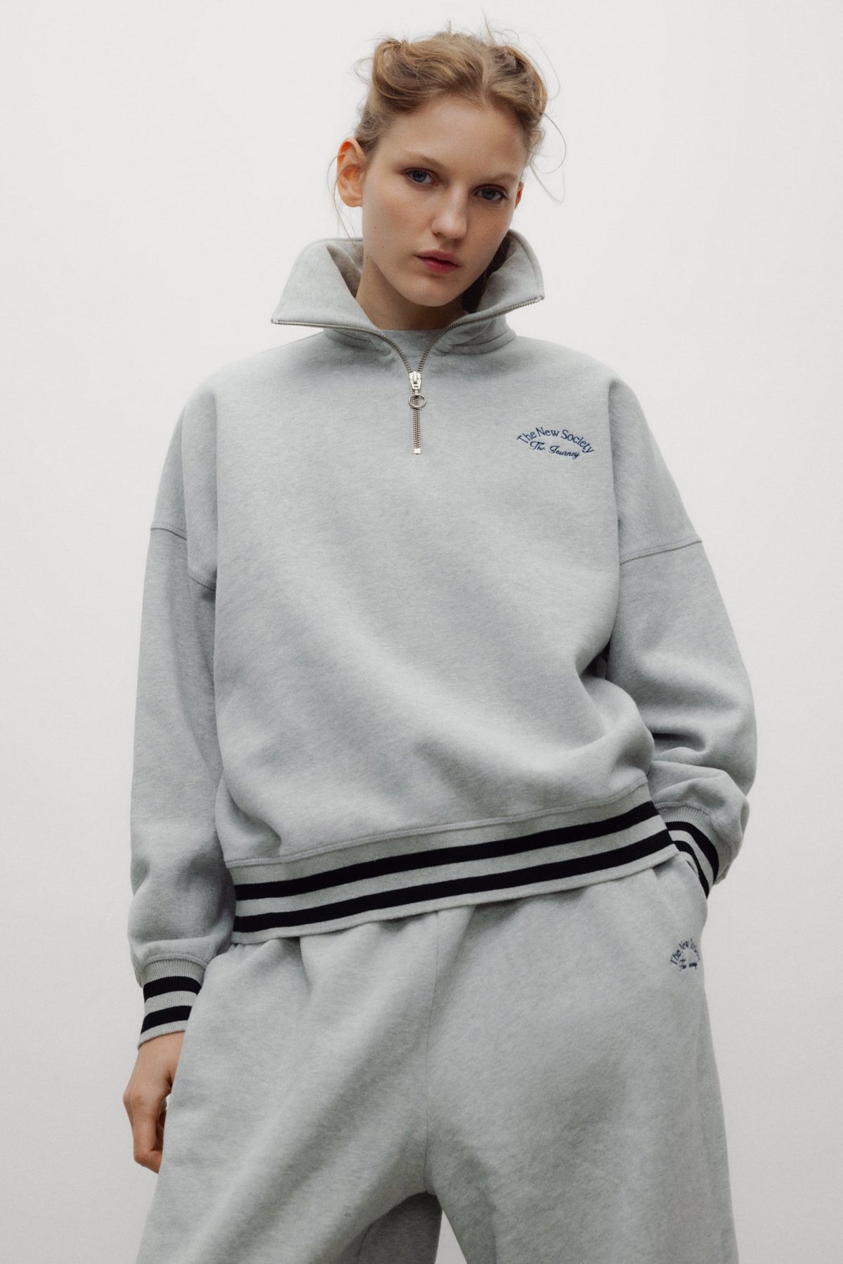 Mochi Woman Polo Hellgrau Melange Polos
