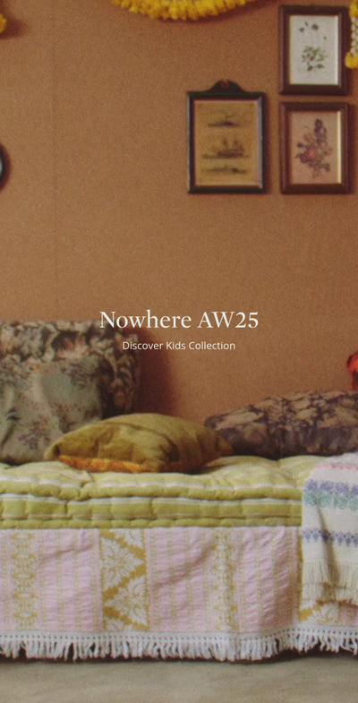 Kids from The New Society’s Nowhere Autumn-Winter 2025 campaign enjoying nature together.