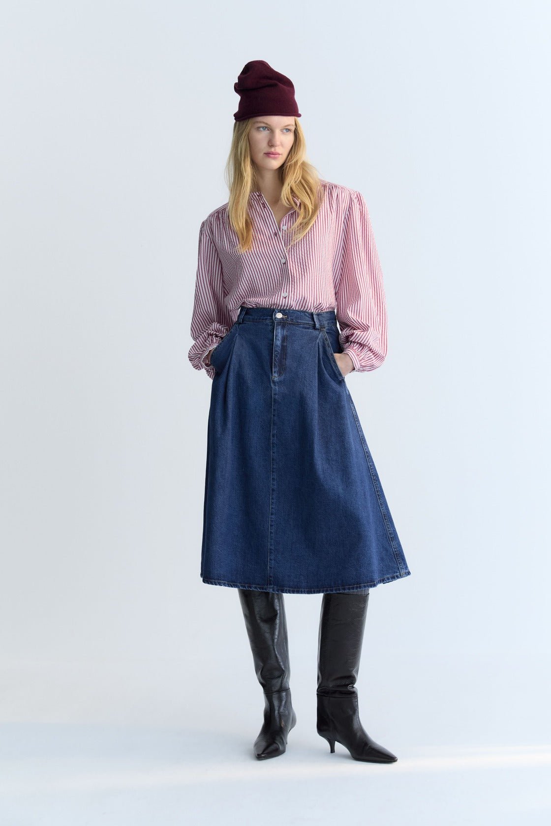 Look Damen-Jeansrock Streifen
