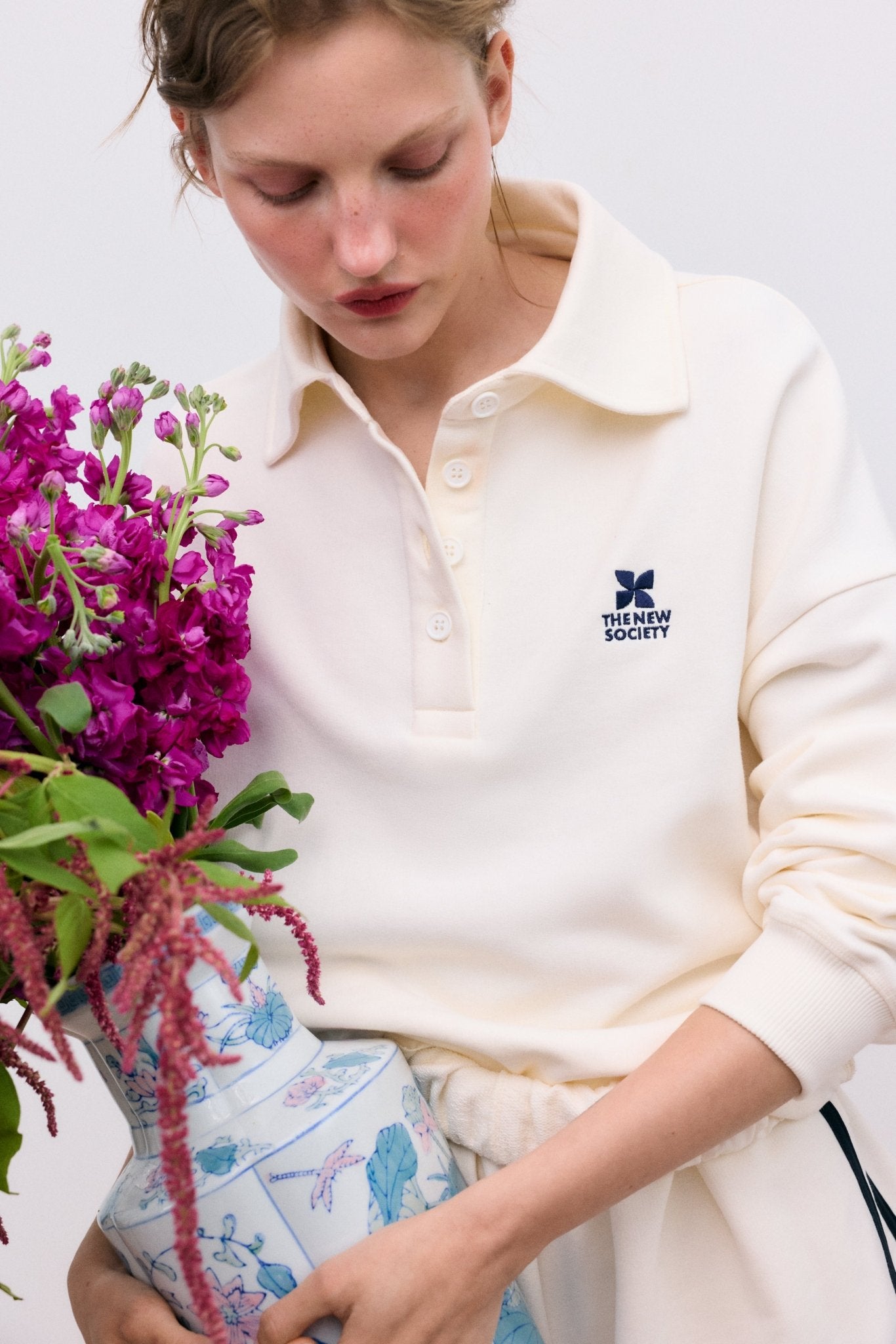 TNS Logo Damen Poloshirt Ecru